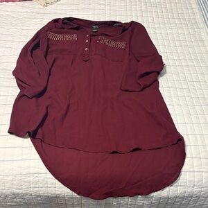 Ava & Viv Burgundy Blouse with Stud Accents
